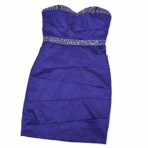 City Studio Sexy Royal Blue Strapless Cocktail Dress 💙 Rhinestone Waist Size 3